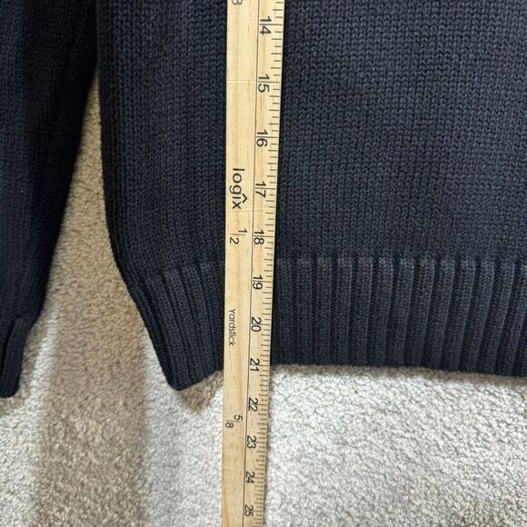 LRL Lauren Ralph Lauren Sweater Women's PS Black Gold Turn Lock Shawl Collar - Picture 9 of 11